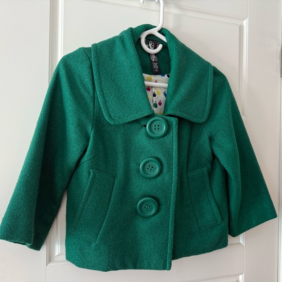 Priorities Emerald Green women’s cropped wool-blend coat. 3/4” sleeve. Size XS - Picture 1 of 8